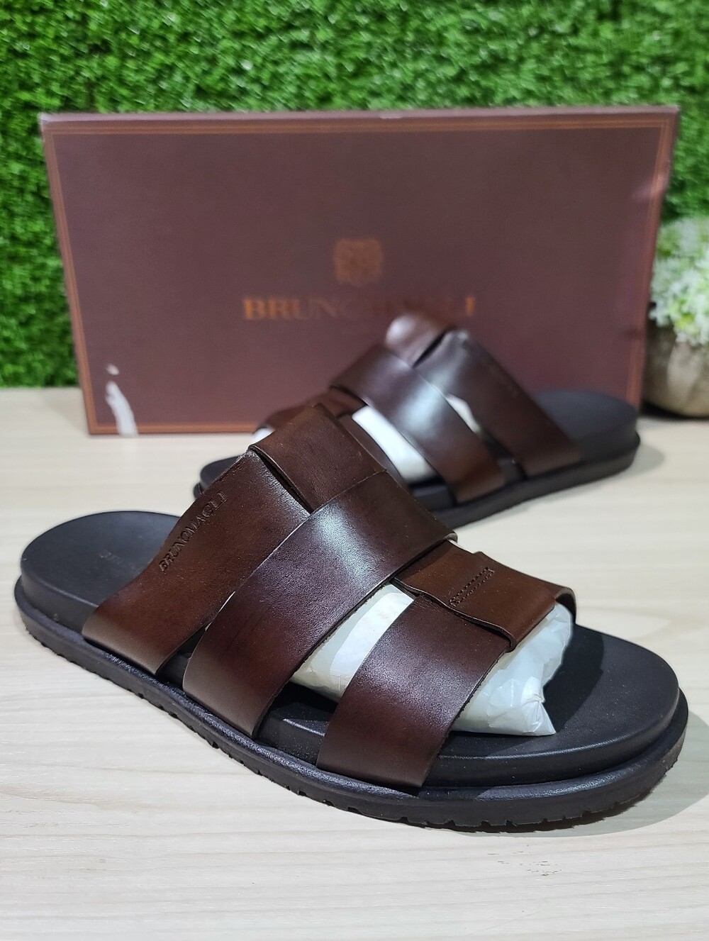 Bruno Magli Empoli Dark Brown Leather Sandals / US Men's 7 - EU 40 NEW